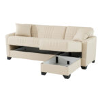 Γωνιακός καναπές-κρεβάτι αναστρέψιμος Stashio pakoworld ύφασμα κρεμ 202x143x84εκ-418-000001