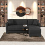 Γωνιακός καναπές-κρεβάτι αναστρέψιμος Stashio pakoworld ύφασμα ανθρακί 202x143x84εκ-418-000002