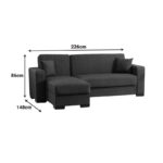 Γωνιακός καναπές-κρεβάτι αναστρέψιμος Dumma pakoworld ύφασμα κρεμ 226x148x86εκ-418-000004