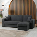 Γωνιακός καναπές-κρεβάτι αναστρέψιμος Dumma pakoworld ύφασμα ανθρακί 226x148x86εκ-418-000005