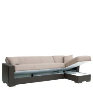 Καναπές Κρεβάτι Γωνιακός ArteLibre JOSE Μπεζ/Καφέ PU 270x150x86cm - Image 3