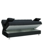 Καναπές Κρεβάτι Τριθέσιος ArteLibre LAURA ΙΙ Μαύρο 190x84x86cm - Image 3