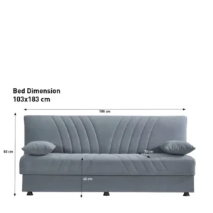 Καναπές Κρεβάτι Τριθέσιος ArteLibre JORGE Γκρι 180x78x80cm - Image 4