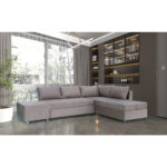 Καναπές Κρεβάτι Γωνιακός ArteLibre MARVE Δεξιά Γωνία Μπεζ/Καφέ 290x217x84cm - Image 4