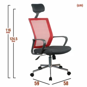 Καρέκλα Γραφείου ArteLibre ΦΟΙΒΗ Κόκκινο/Μαύρο Mesh 58x59x116-124.5cm - Image 2