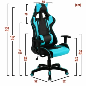 Πολυθρόνα Γραφείου ArteLibre Gaming ΚΥΛΛΗΝΗ Μπλε/Μαύρο PVC 66x67x127-135cm - Image 9