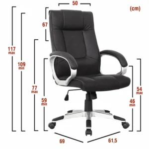 Καρέκλα Γραφείου ArteLibre ΡHNH Μαύρο PU 61.5x69x109-117cm - Image 10
