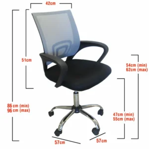 Καρέκλα Γραφείου ArteLibre ΑΛΚΥΟΝΗ Μαύρο/Γκρι 57x57x86-96cm - Image 7