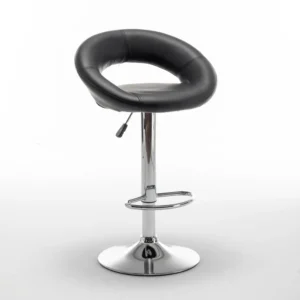 Σετ 2 τεμαχιών Σκαμπό Bar ArteLibre FETT Με Πλάτη Πτυσσόμενο Μαύρο PU/Μέταλλο 54x49x81-103cm - Image 3