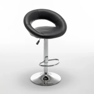 Σετ 2 τεμαχιών Σκαμπό Bar ArteLibre FETT Με Πλάτη Πτυσσόμενο Μαύρο PU/Μέταλλο 54x49x81-103cm - Image 4