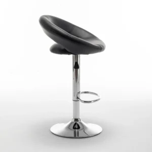 Σετ 2 τεμαχιών Σκαμπό Bar ArteLibre FETT Με Πλάτη Πτυσσόμενο Μαύρο PU/Μέταλλο 54x49x81-103cm - Image 5