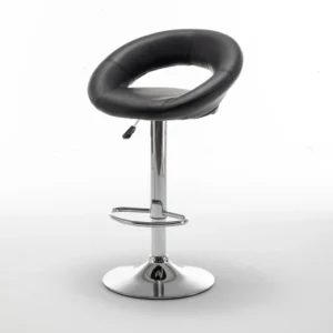 Σετ 2 τεμαχιών Σκαμπό Bar ArteLibre FETT Με Πλάτη Πτυσσόμενο Μαύρο PU/Μέταλλο 54x49x81-103cm - Image 8