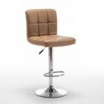 Σετ 2 τεμαχιών Σκαμπό Bar ArteLibre DIN Με Πλάτη Πτυσσόμενο Cappuccino PVC/Μέταλλο 44x50x92-113cm - Image 3