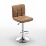 Σετ 2 τεμαχιών Σκαμπό Bar ArteLibre DIN Με Πλάτη Πτυσσόμενο Cappuccino PVC/Μέταλλο 44x50x92-113cm - Image 4