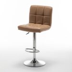 Σετ 2 τεμαχιών Σκαμπό Bar ArteLibre DIN Με Πλάτη Πτυσσόμενο Cappuccino PVC/Μέταλλο 44x50x92-113cm - Image 8