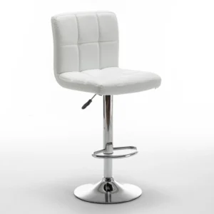 Σκαμπό Bar ArteLibre DIN Με Πλάτη Πτυσσόμενο Λευκό PVC/Μέταλλο 44x50x92-113cm - Image 3