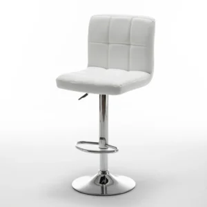 Σκαμπό Bar ArteLibre DIN Με Πλάτη Πτυσσόμενο Λευκό PVC/Μέταλλο 44x50x92-113cm - Image 8