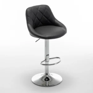 Σκαμπό Bar ArteLibre GARSA Με Πλάτη Πτυσσόμενο Μαύρο PU/Μέταλλο 46x46x83-105cm - Image 4