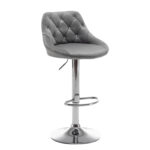 Σκαμπό Bar ArteLibre JORDO Με Πλάτη Πτυσσόμενο Γκρι Βελούδο/Μέταλλο 46x46x83-105cm