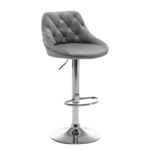 Σκαμπό Bar ArteLibre JORDO Με Πλάτη Πτυσσόμενο Γκρι Βελούδο/Μέταλλο 46x46x83-105cm