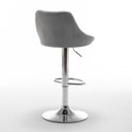 Σετ 2 τεμαχιών Σκαμπό Bar ArteLibre JORDO Με Πλάτη Πτυσσόμενο Γκρι Βελούδο/Μέταλλο 46x46x83-105cm - Image 6