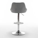 Σετ 2 τεμαχιών Σκαμπό Bar ArteLibre JORDO Με Πλάτη Πτυσσόμενο Γκρι Βελούδο/Μέταλλο 46x46x83-105cm - Image 7