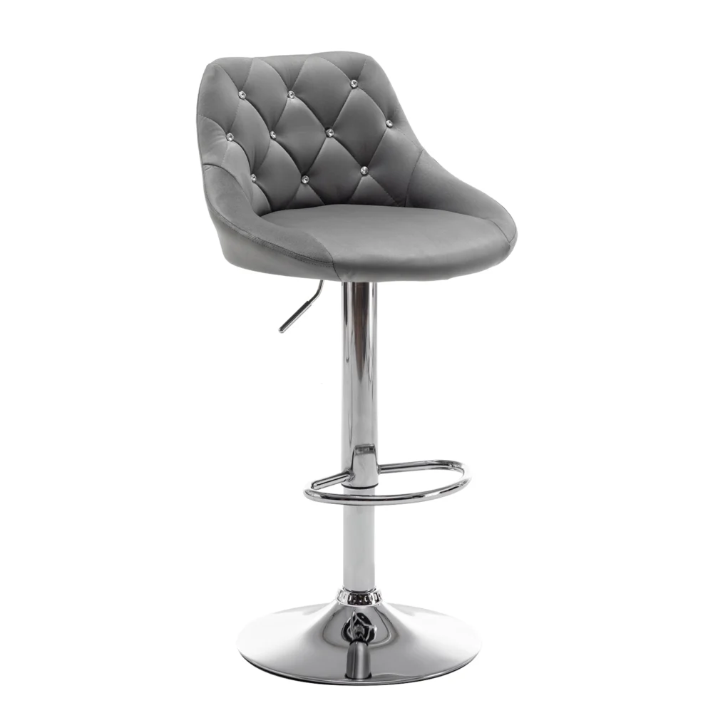 Σκαμπό Bar ArteLibre JORDO Με Πλάτη Πτυσσόμενο Γκρι Βελούδο/Μέταλλο 46x46x83-105cm