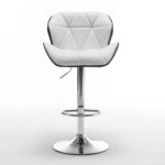 Σκαμπό Bar ArteLibre DRASH Με Πλάτη Πτυσσόμενο Λευκό/Μαύρο PU/Μέταλλο 54x52x87-109cm - Image 2