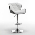 Σκαμπό Bar ArteLibre DRASH Με Πλάτη Πτυσσόμενο Λευκό/Μαύρο PU/Μέταλλο 54x52x87-109cm - Image 3