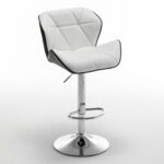 Σκαμπό Bar ArteLibre DRASH Με Πλάτη Πτυσσόμενο Λευκό/Μαύρο PU/Μέταλλο 54x52x87-109cm - Image 4