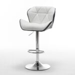 Σκαμπό Bar ArteLibre DRASH Με Πλάτη Πτυσσόμενο Λευκό/Μαύρο PU/Μέταλλο 54x52x87-109cm - Image 8