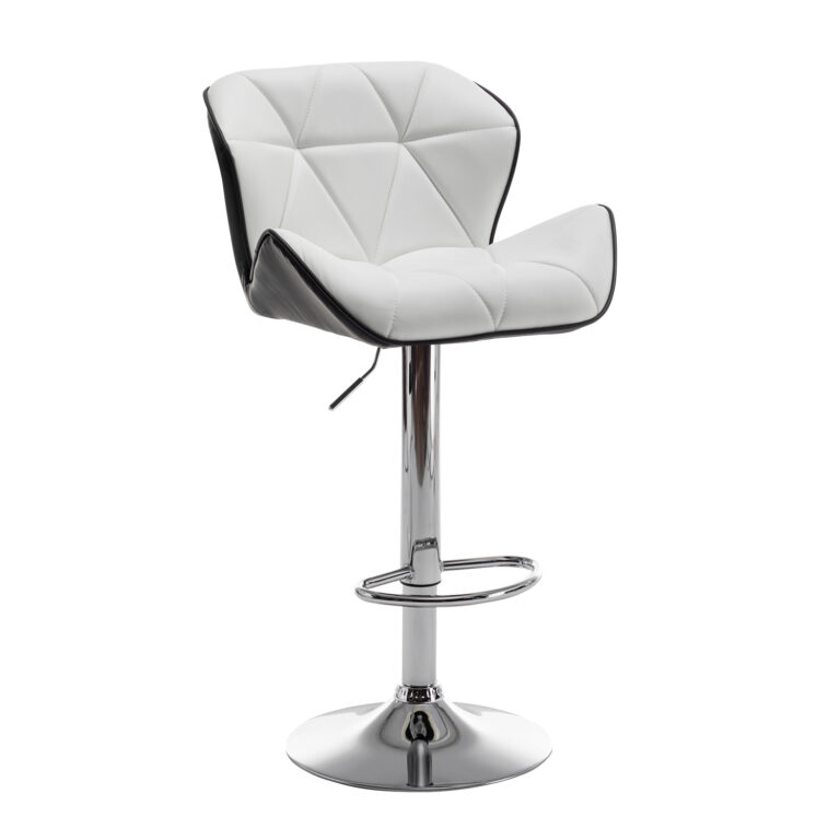 Σκαμπό Bar ArteLibre DRASH Με Πλάτη Πτυσσόμενο Λευκό/Μαύρο PU/Μέταλλο 54x52x87-109cm