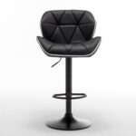 Σετ 2 τεμαχιών Σκαμπό Bar ArteLibre DRASH Με Πλάτη Πτυσσόμενο Μαύρο PU/Μέταλλο 54x52x87-109cm - Image 2