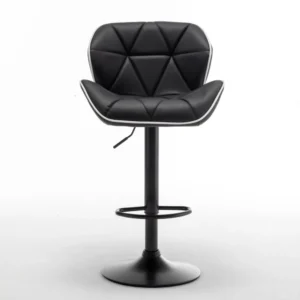 Σκαμπό Bar ArteLibre DRASH Με Πλάτη Πτυσσόμενο Μαύρο PU/Μέταλλο 54x52x87-109cm - Image 2