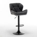 Σετ 2 τεμαχιών Σκαμπό Bar ArteLibre DRASH Με Πλάτη Πτυσσόμενο Μαύρο PU/Μέταλλο 54x52x87-109cm - Image 3