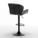 Σετ 2 τεμαχιών Σκαμπό Bar ArteLibre DRASH Με Πλάτη Πτυσσόμενο Μαύρο PU/Μέταλλο 54x52x87-109cm - Image 6