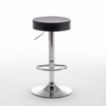 Σκαμπό Bar ArteLibre LORTHA Πτυσσόμενο Μαύρο PU/Μέταλλο Φ39x64-86cm - Image 2