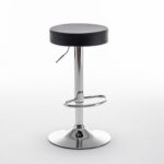 Σκαμπό Bar ArteLibre LORTHA Πτυσσόμενο Μαύρο PU/Μέταλλο Φ39x64-86cm - Image 3