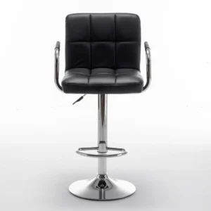 Σκαμπό Bar ArteLibre RANCOR Με Πλάτη Πτυσσόμενο Μαύρο PVC/Μέταλλο 51x50x83-105cm - Image 2