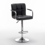 Σετ 2 τεμαχιών Σκαμπό Bar ArteLibre RANCOR Με Πλάτη Πτυσσόμενο Μαύρο PVC/Μέταλλο 51x50x83-105cm - Image 3