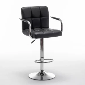 Σκαμπό Bar ArteLibre RANCOR Με Πλάτη Πτυσσόμενο Μαύρο PVC/Μέταλλο 51x50x83-105cm - Image 3