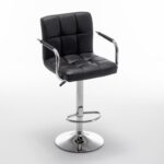 Σετ 2 τεμαχιών Σκαμπό Bar ArteLibre RANCOR Με Πλάτη Πτυσσόμενο Μαύρο PVC/Μέταλλο 51x50x83-105cm - Image 4