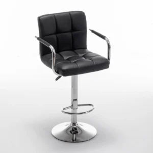 Σκαμπό Bar ArteLibre RANCOR Με Πλάτη Πτυσσόμενο Μαύρο PVC/Μέταλλο 51x50x83-105cm - Image 4