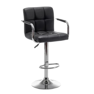 Σκαμπό Bar ArteLibre RANCOR Με Πλάτη Πτυσσόμενο Μαύρο PVC/Μέταλλο 51x50x83-105cm