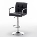 Σετ 2 τεμαχιών Σκαμπό Bar ArteLibre RANCOR Με Πλάτη Πτυσσόμενο Μαύρο PVC/Μέταλλο 51x50x83-105cm - Image 8