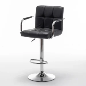 Σκαμπό Bar ArteLibre RANCOR Με Πλάτη Πτυσσόμενο Μαύρο PVC/Μέταλλο 51x50x83-105cm - Image 8