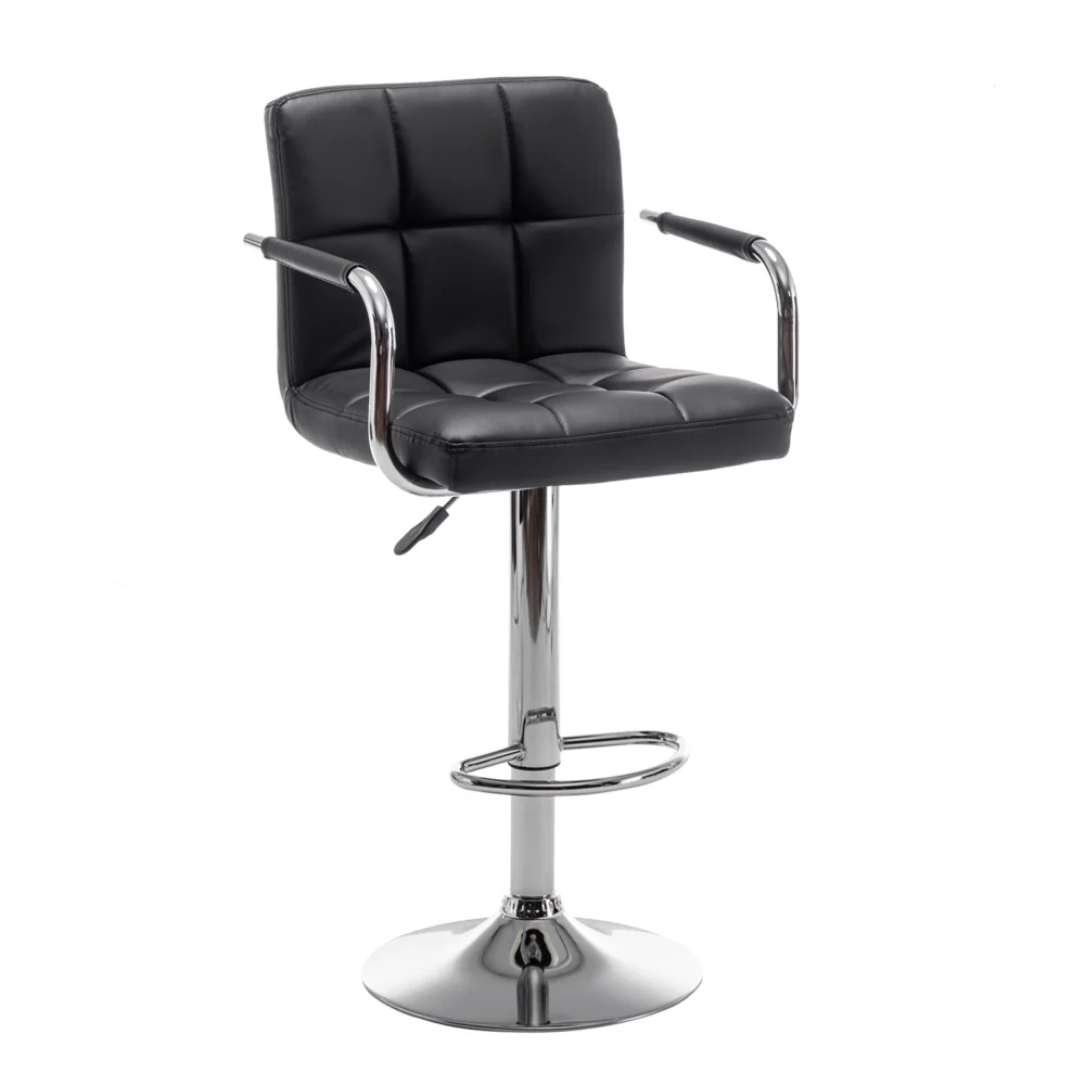 Σκαμπό Bar ArteLibre RANCOR Με Πλάτη Πτυσσόμενο Μαύρο PVC/Μέταλλο 51x50x83-105cm