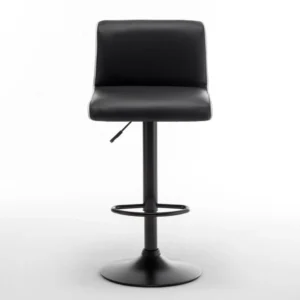 Σκαμπό Bar ArteLibre ARMOR Με Πλάτη Πτυσσόμενο Μαύρο/Λευκό PU/Μέταλλο 45x48x86-107.5cm - Image 2