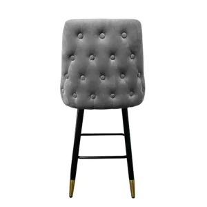 Σκαμπό Bar ArteLibre COBB Με Πλάτη Γκρι Βελούδο/Μέταλλο 49x53x100cm - Image 2