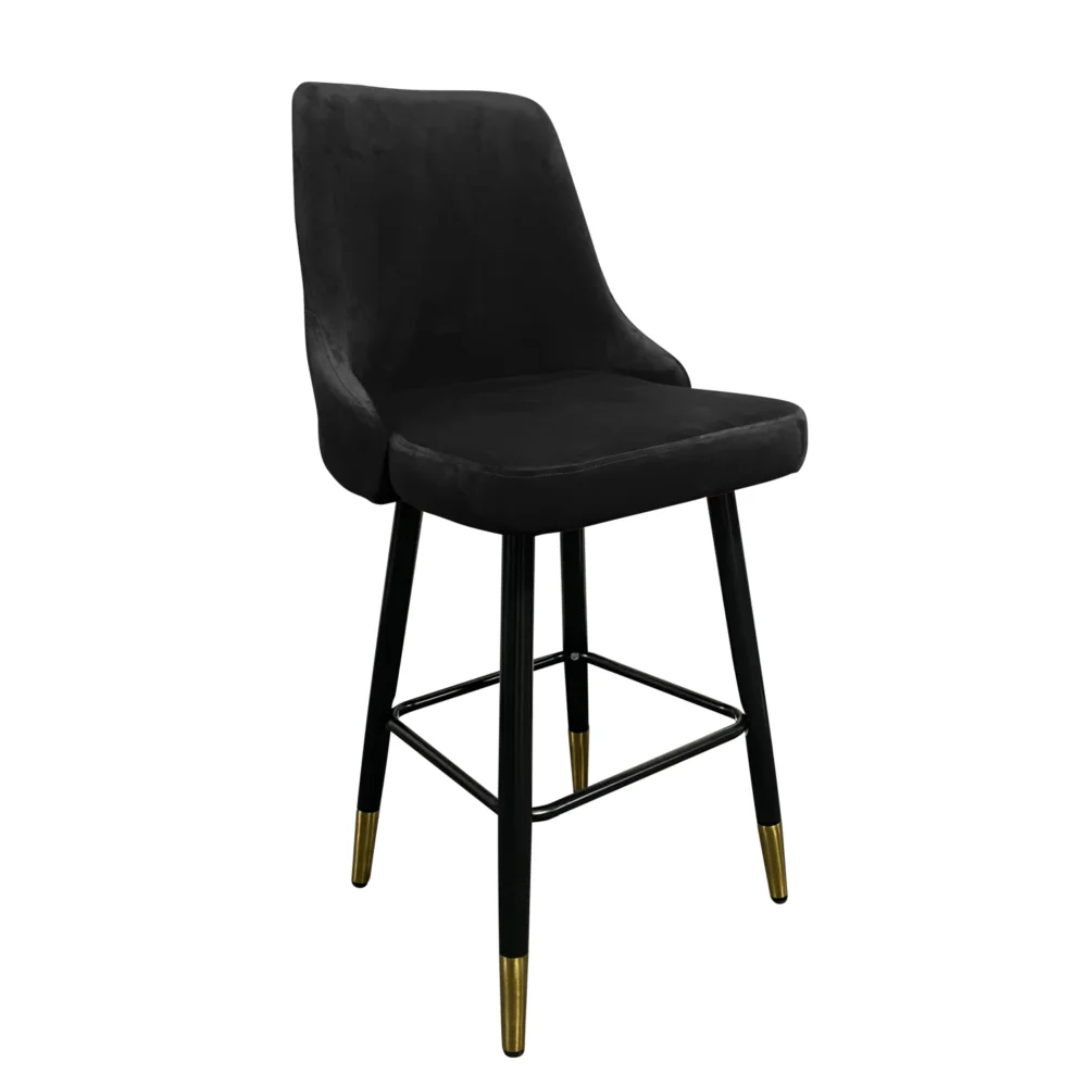 Σκαμπό Bar ArteLibre COBB Με Πλάτη Μαύρο Βελούδο/Μέταλλο 49x53x100cm